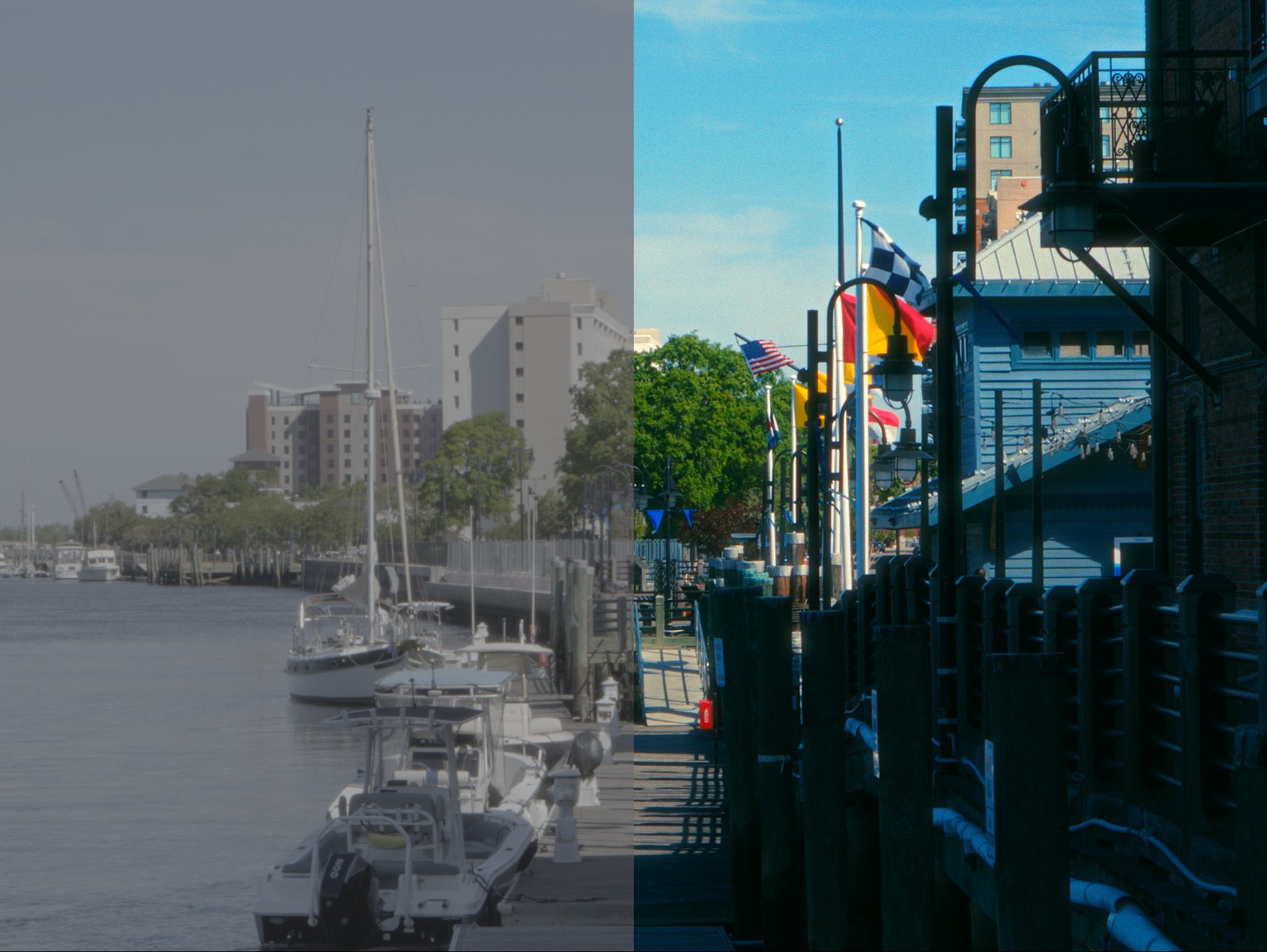 Boardwalk scene, color graded